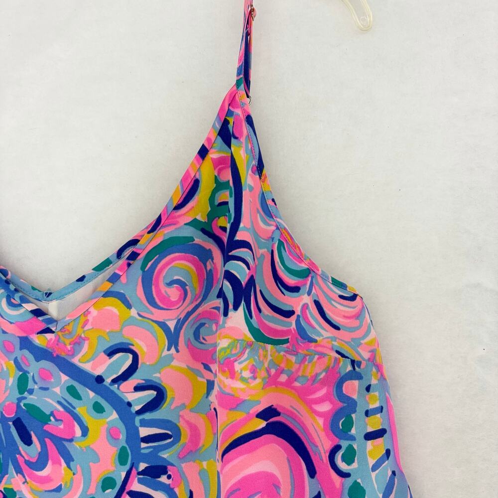 Lilly Pulitzer Spaghetti Strap Mini Slip Dress Size L Pink Blue Abstract Print - Picture 8 of 14